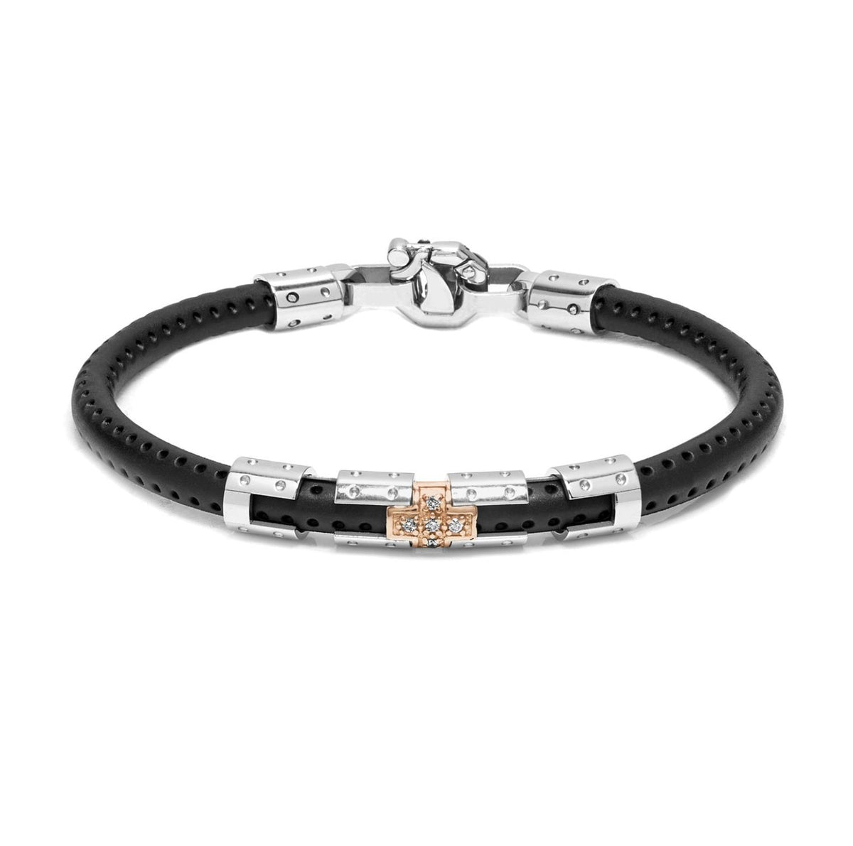 Baraka Vortex Bracelet BR263091RODB-10, a men's bracelet in rose gold and stainless steel set with diamonds