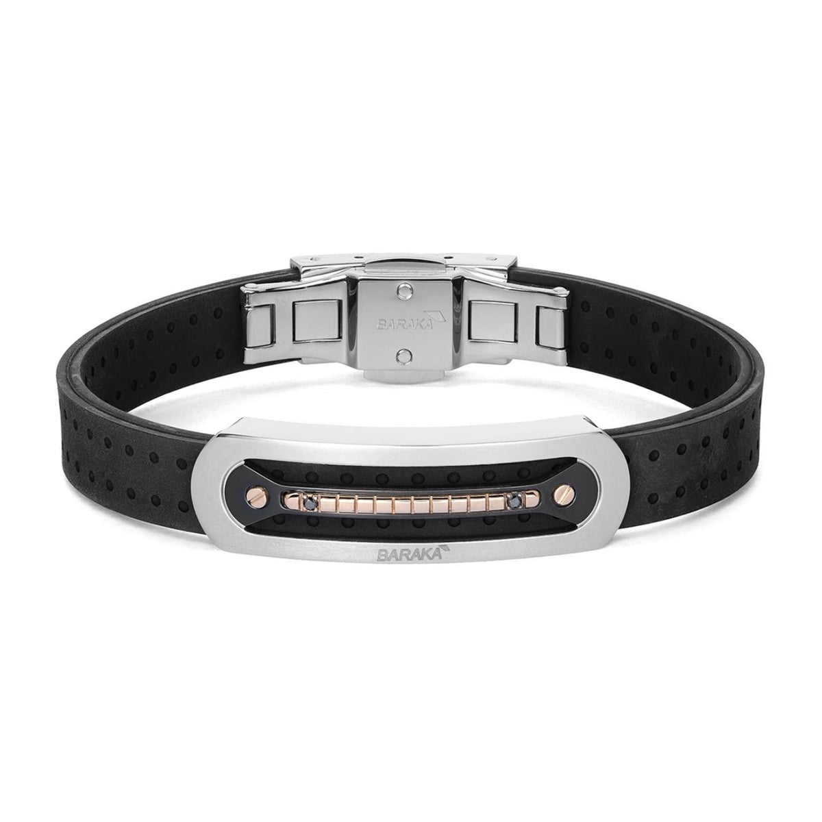 Baraka Vortex Bracelet BR372001RODN-03, a men's bracelet in rose gold and stainless steel set with diamonds