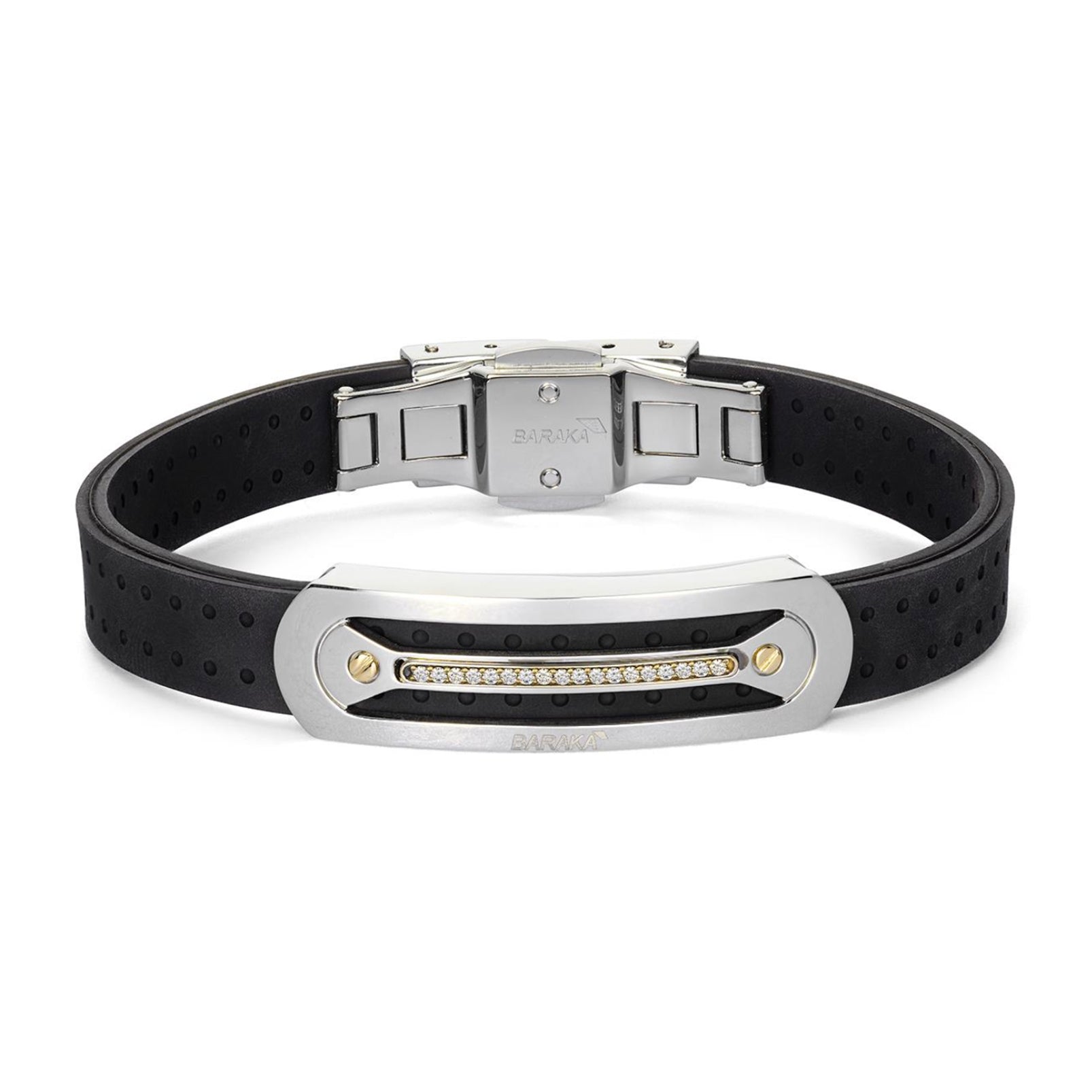 Baraka Vortex Bracelet BR372011GIDB-14, a men's bracelet in yellow gold and stainless steel set with diamonds