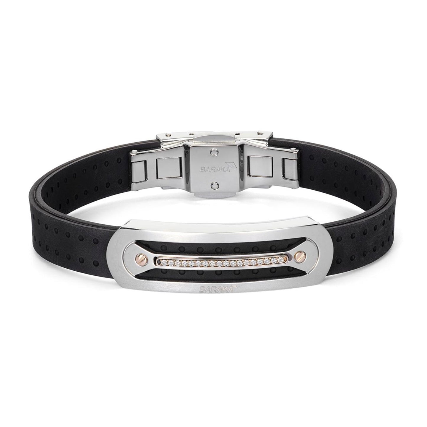 Baraka Vortex Bracelet BR372011RODB-14, a men's bracelet in rose gold and stainless steel set with diamonds