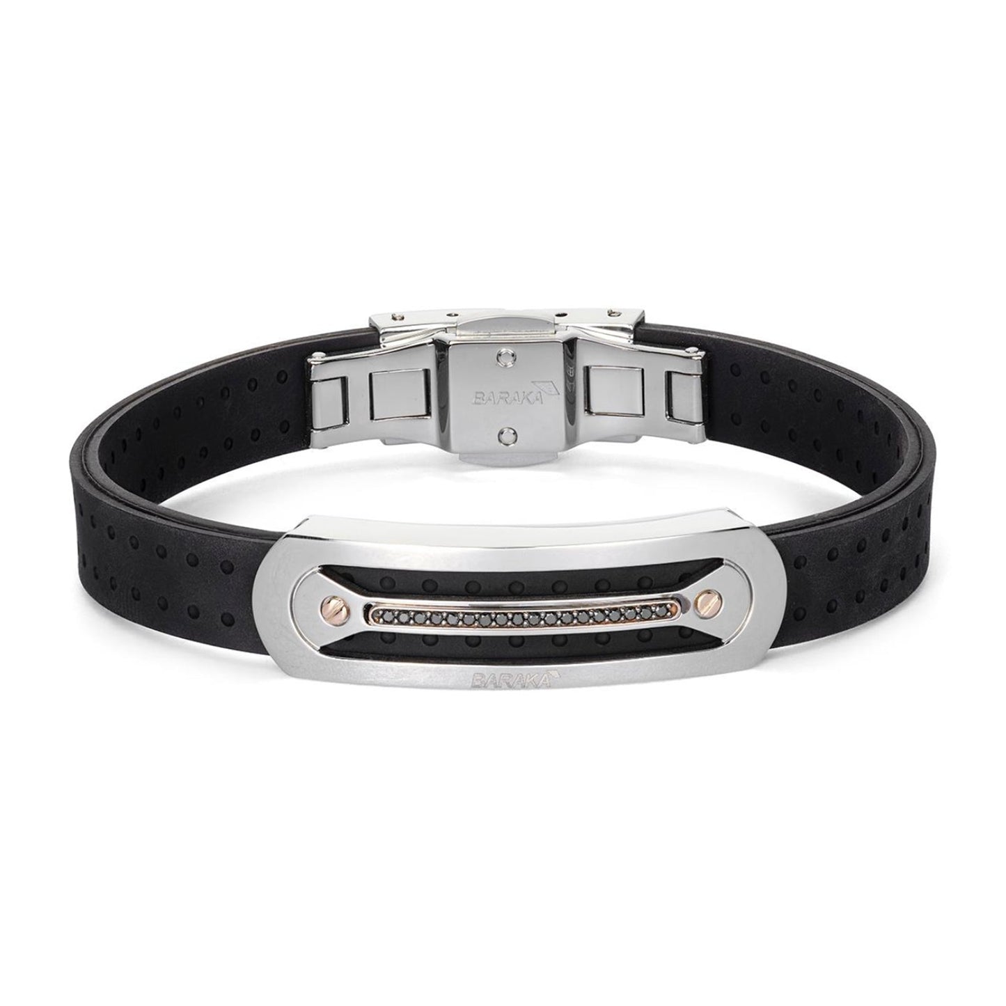 Baraka Vortex Bracelet BR372011RODN-14, a men's bracelet in rose gold and stainless steel set with diamonds