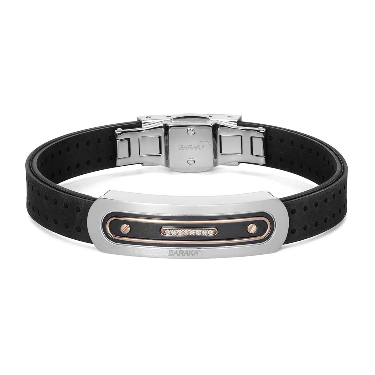 Baraka Vortex Bracelet BR372101RODB-06, a men's bracelet in rose gold and stainless steel set with diamonds