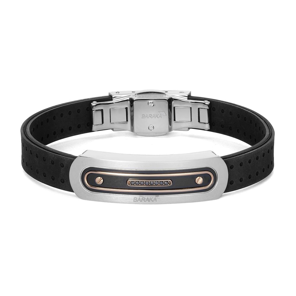 Baraka Vortex Bracelet BR372101RODN-06, a men's bracelet in rose gold and stainless steel set with diamonds