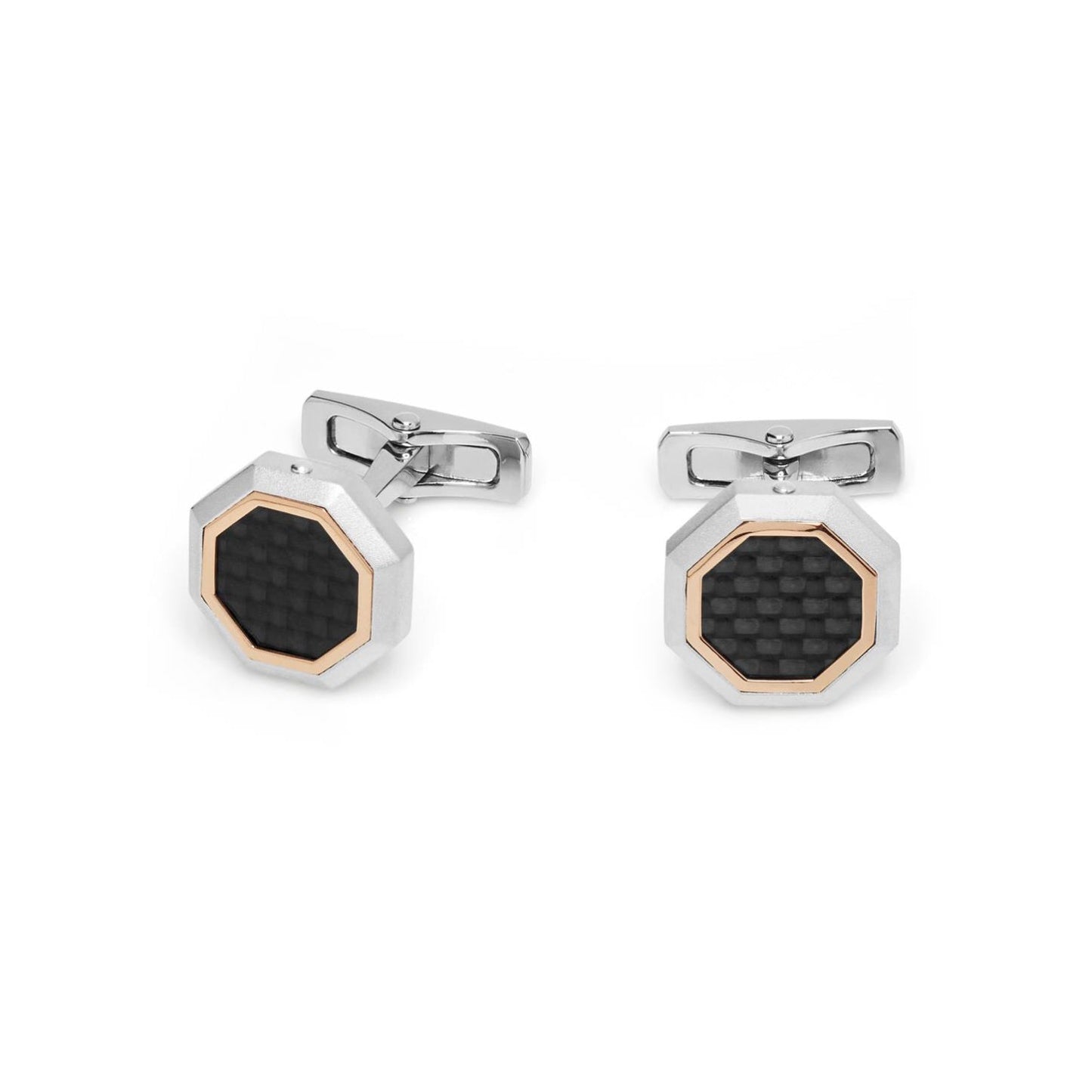 Baraka Vortex Cufflinks PS292161ROCO, a men's pair of cufflinks in rose gold and silver