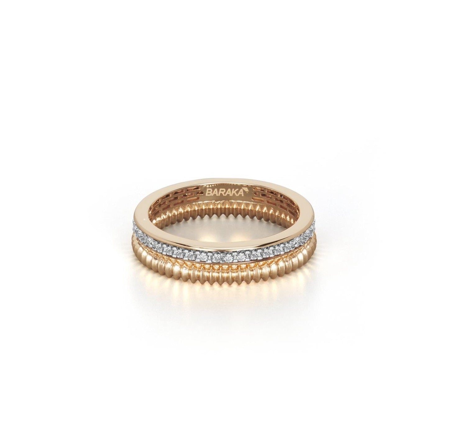 Baraka Diamonds Ring AN334301RBDB, a men's ring in rose and white gold set with diamonds