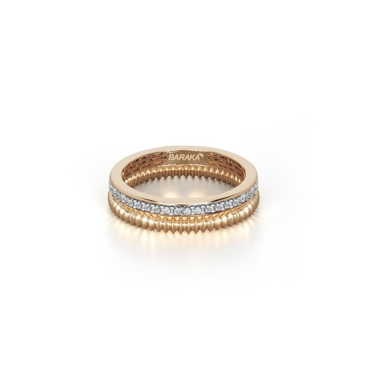 Baraka Diamonds Ring AN334301RBDB, a men's ring in rose and white gold set with diamonds