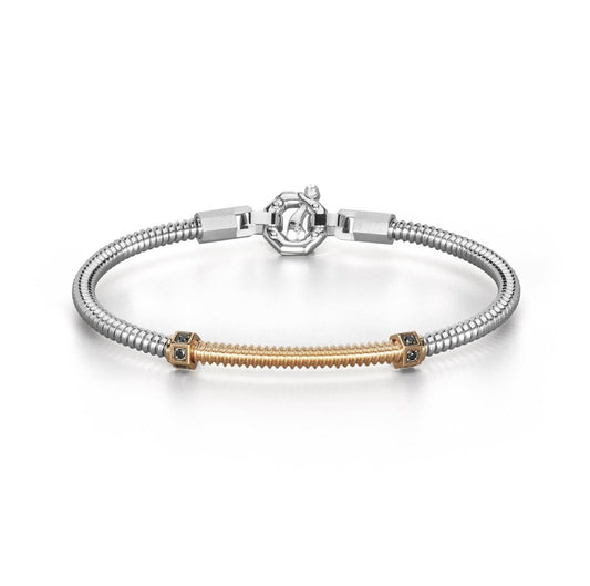 Baraka 316L Bracelet BR334111RODN-14, a men's bracelet in rose gold and stainless steel set with diamonds