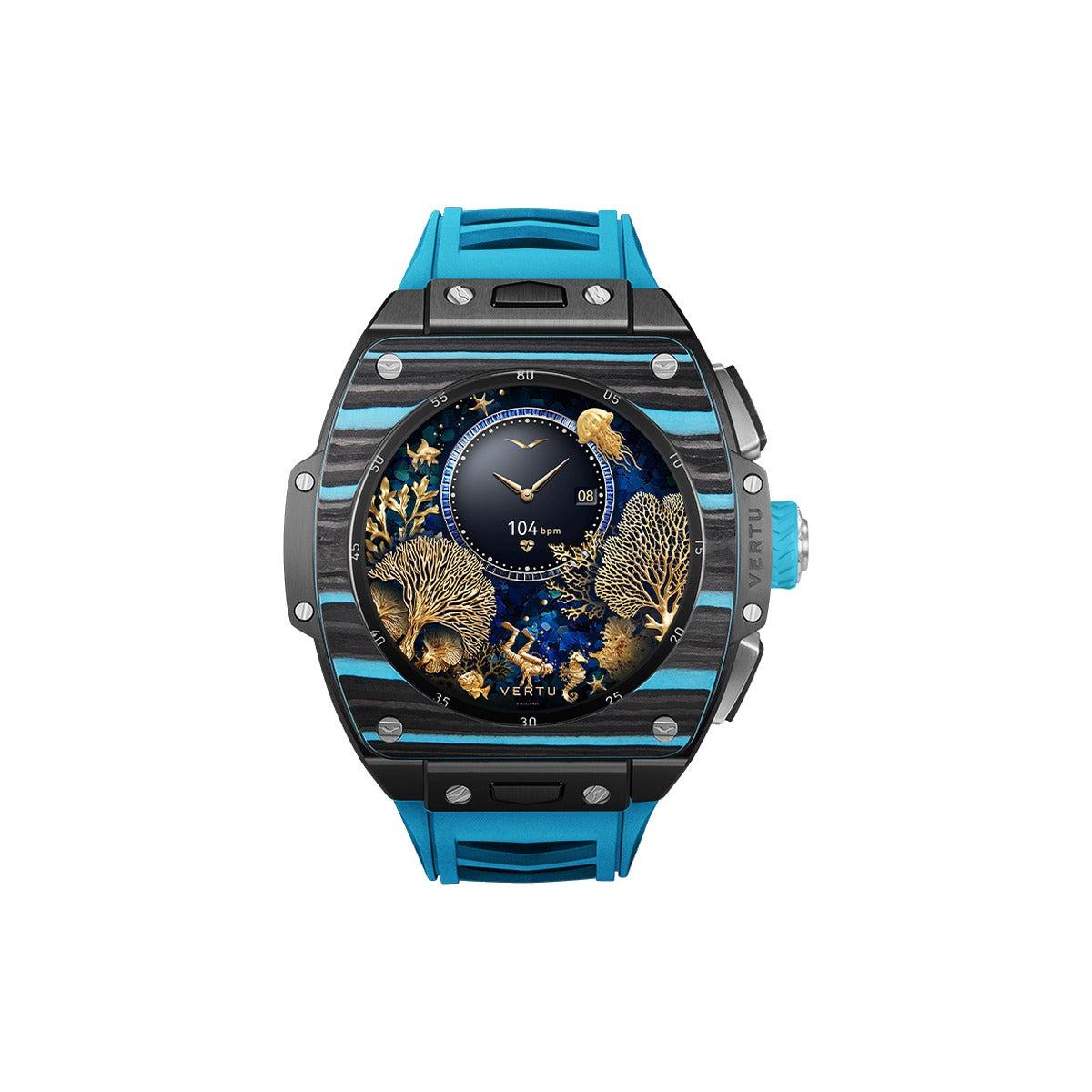 VERTU GRAND WATCH BLACK AND BLUE CARBON FIBRE, view 1