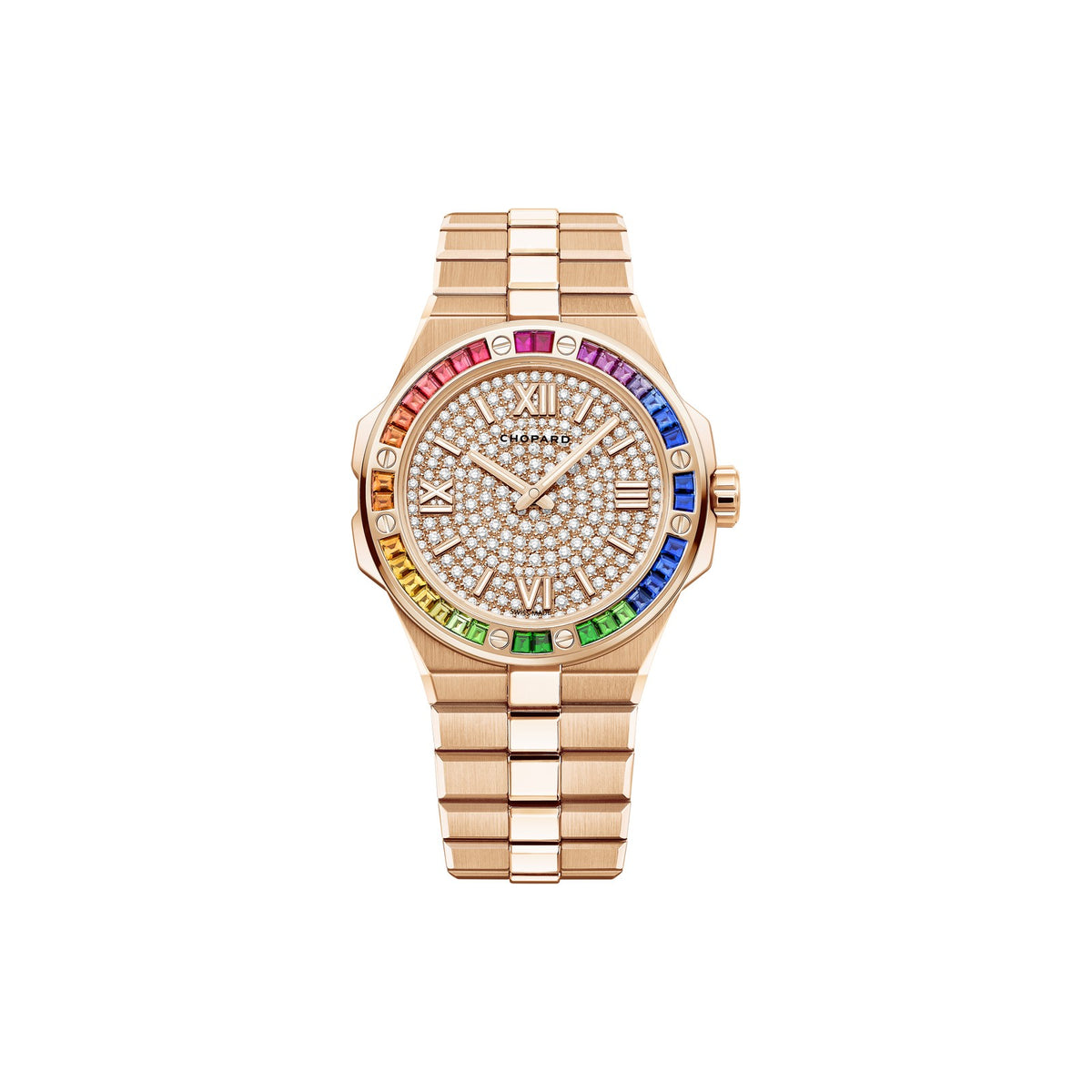 Chopard Alpine Eagle watch in 18k ethical rose gold with diamonds, sapphires and tsavorites