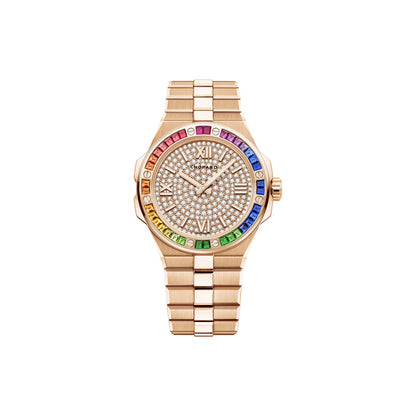 Chopard Alpine Eagle watch in 18k ethical rose gold with diamonds, sapphires and tsavorites
