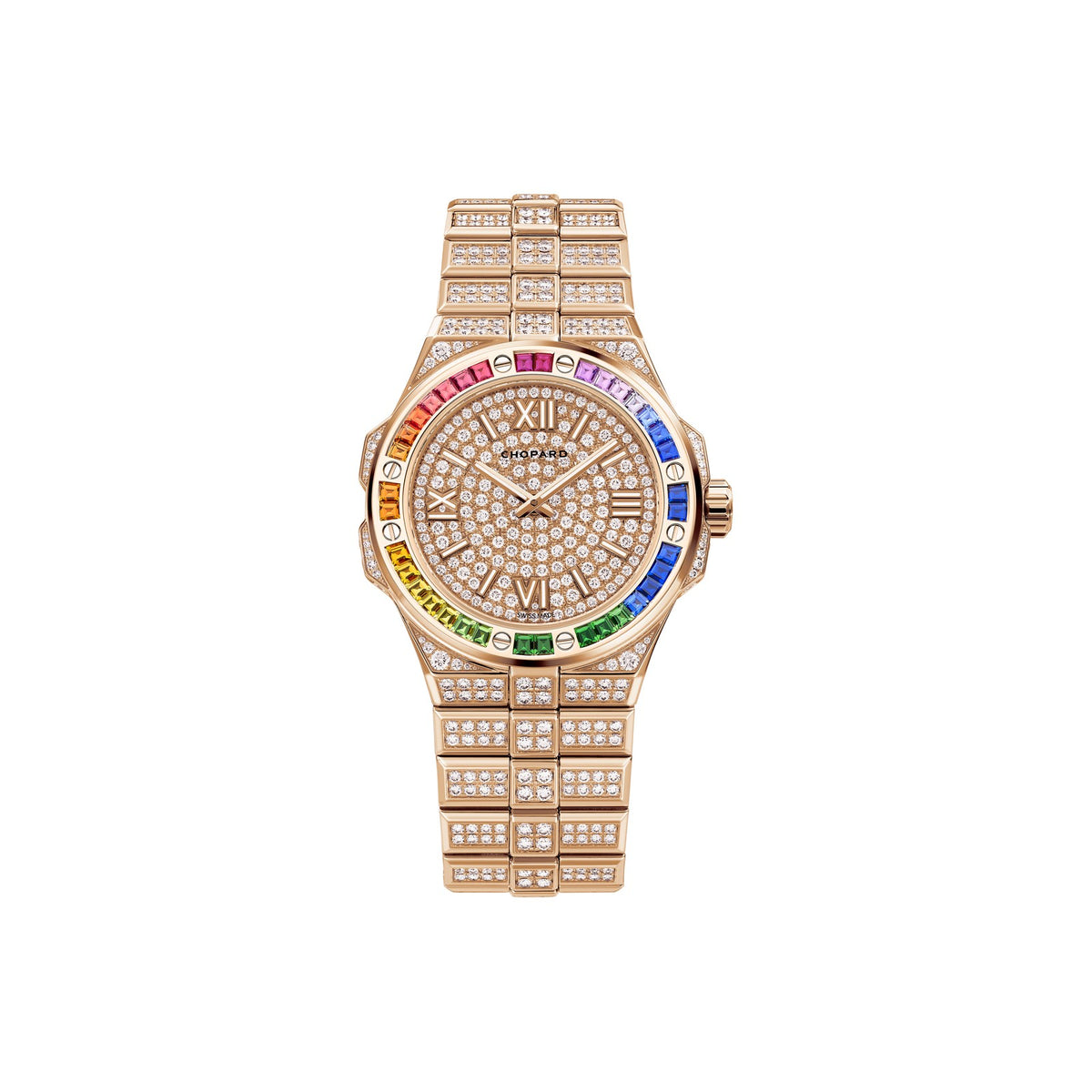 Chopard Alpine Eagle watch in 18k ethical rose gold with diamonds, sapphires and tsavorites