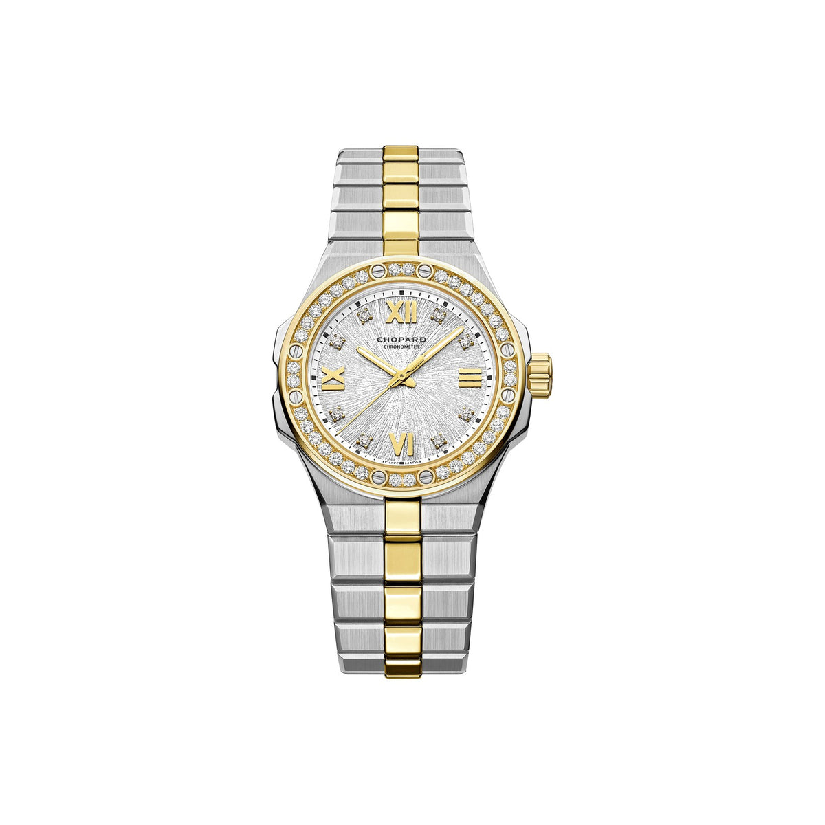 Chopard Alpine Eagle watch in 18k ethical yellow gold and stainless steel with diamonds