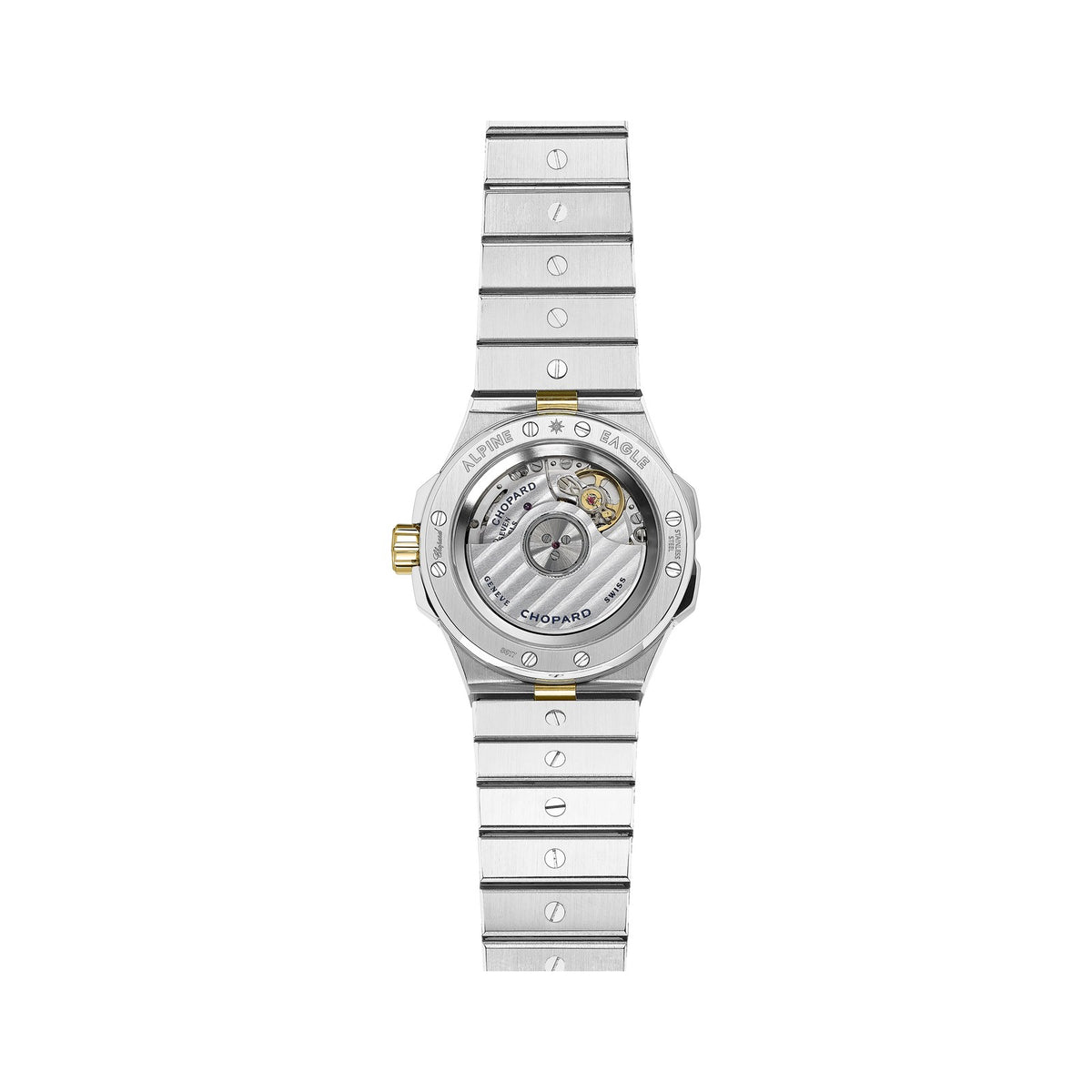 Chopard Alpine Eagle watch in 18k ethical yellow gold and stainless steel with diamonds, view 2