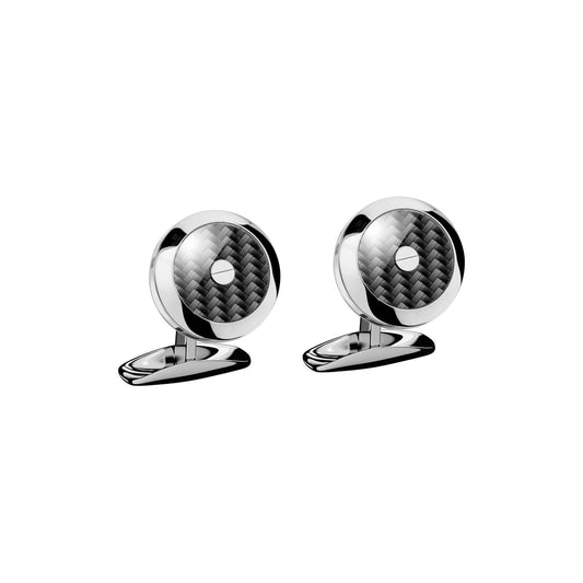 Chopard Classic Racing cufflinks in carbon fibre with silver tone finish