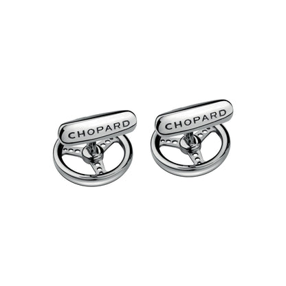 Chopard Classic Racing cufflinks in metal with silver tone finish view 2