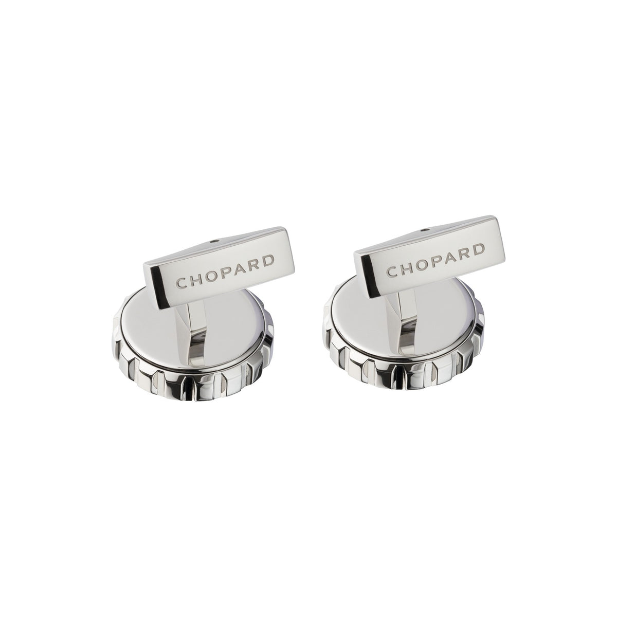 Chopard Classic Racing cufflinks in metal with silver tone finish view 2