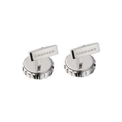 Chopard Classic Racing cufflinks in metal with silver tone finish view 2