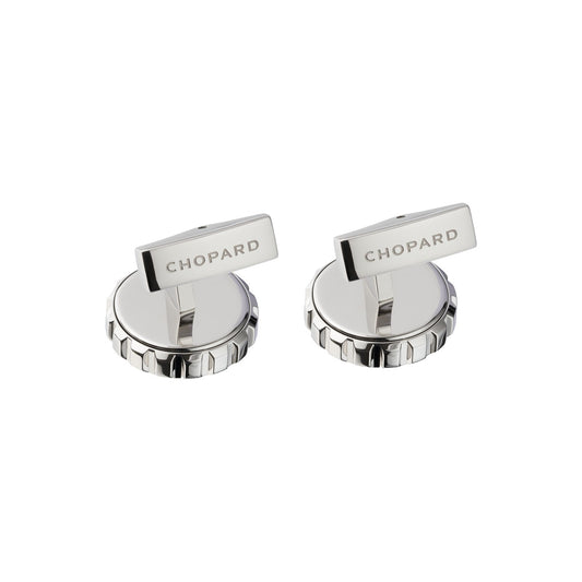 Chopard Classic Racing cufflinks in metal with silver tone finish view 2