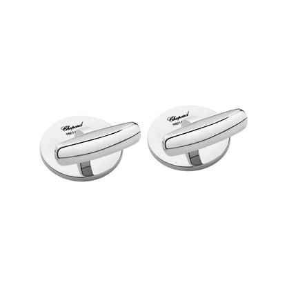 Chopard Classic Racing cufflinks in rubber with silver tone finish view 2