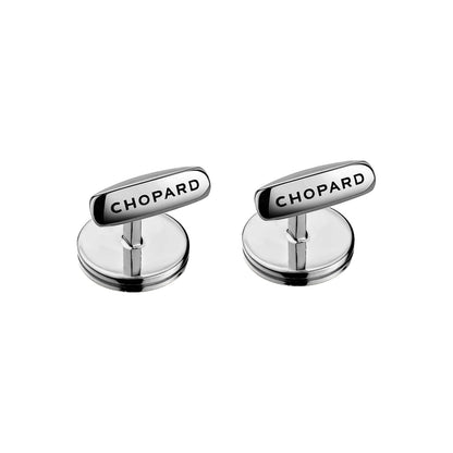 Chopard Classic Racing cufflinks in stainless steel with silver tone finish view 2