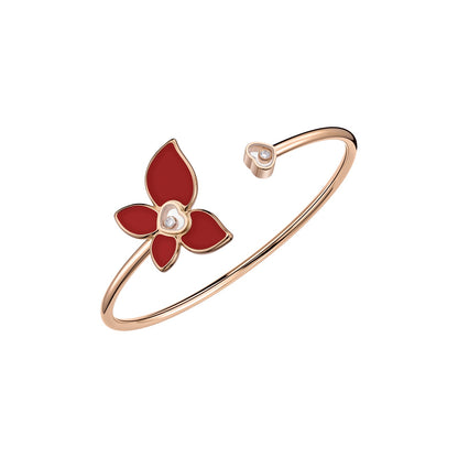 Chopard Happy Diamonds bangle in 18k ethical rose gold with diamonds and carnelian