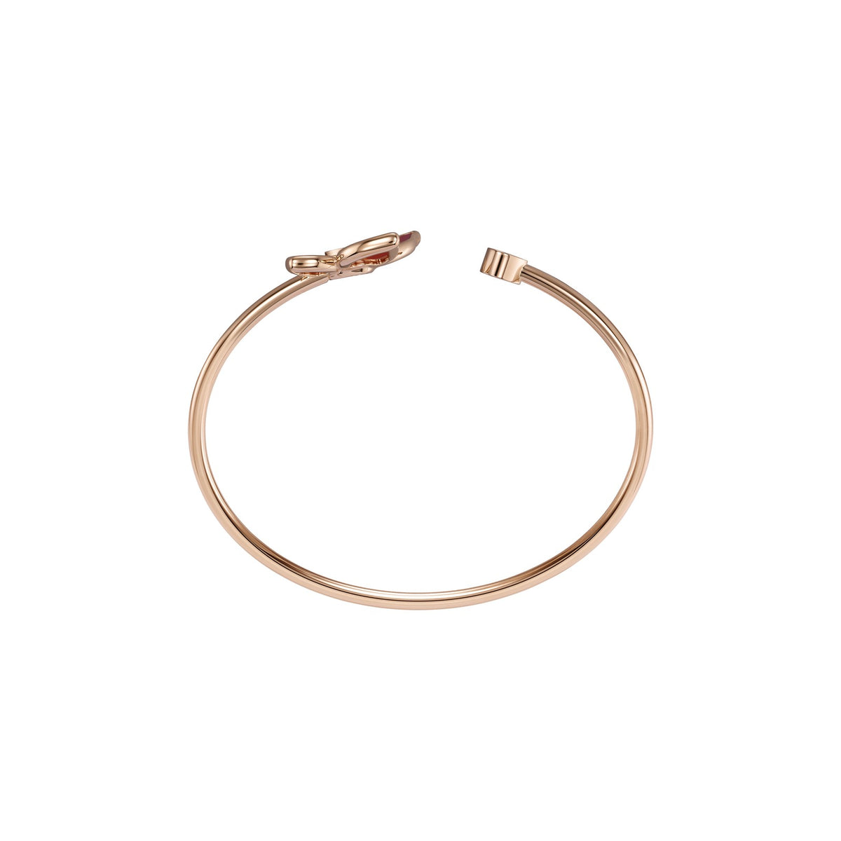 Chopard Happy Diamonds bangle in 18k ethical rose gold with diamonds and carnelian view 3