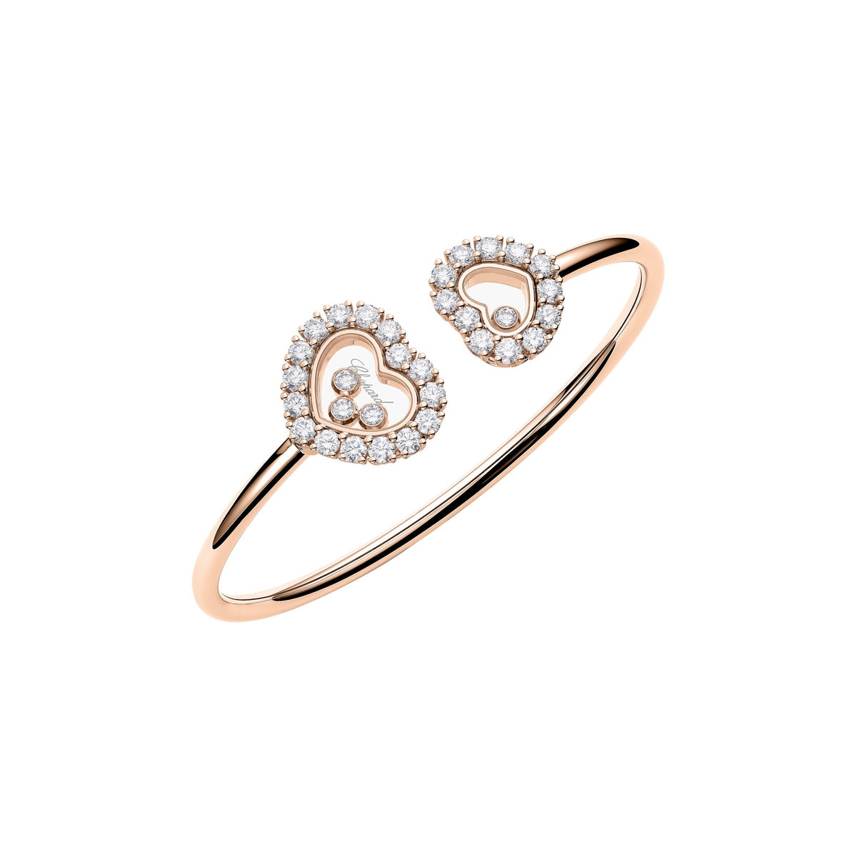 Chopard Happy Diamonds bangle in 18k ethical rose gold with diamonds view 4