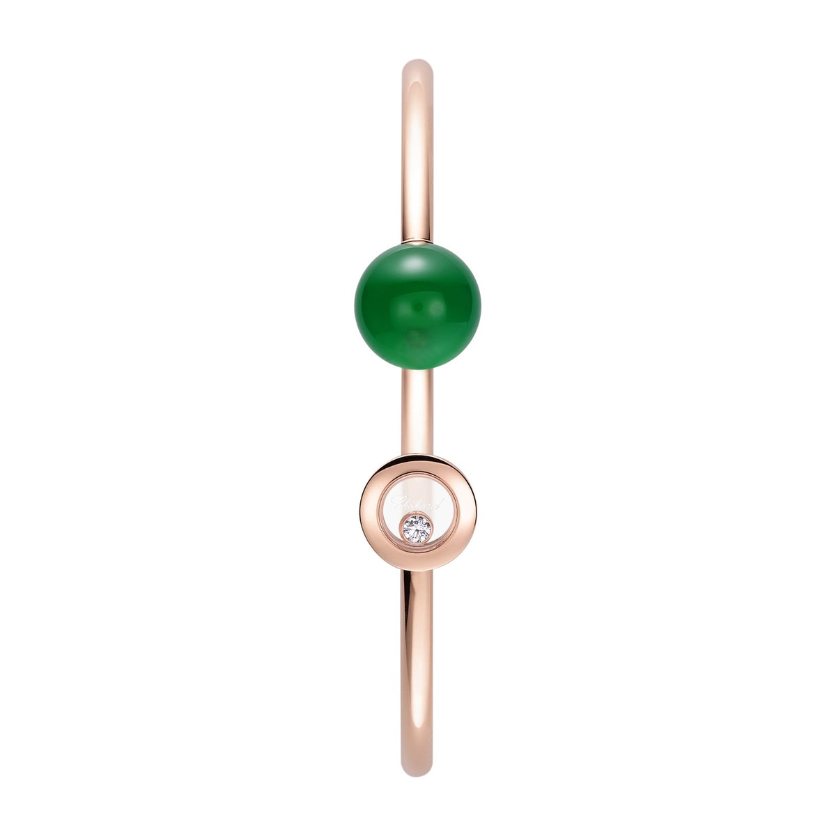 Chopard Happy Diamonds bangle in 18k ethical rose gold with diamonds and agate view 2