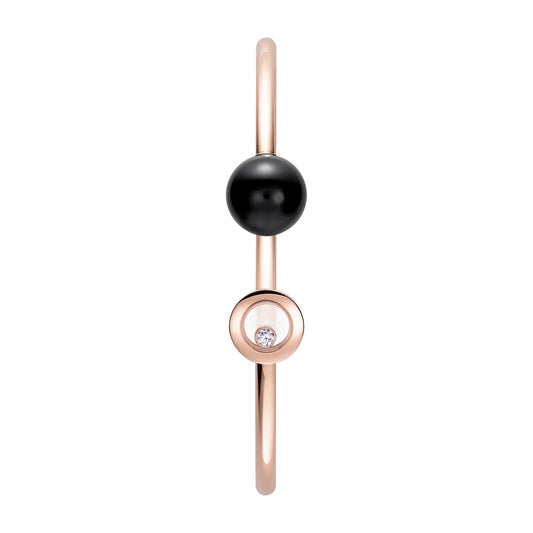 Chopard Happy Diamonds bangle in 18k ethical rose gold with diamonds and onyx view 2
