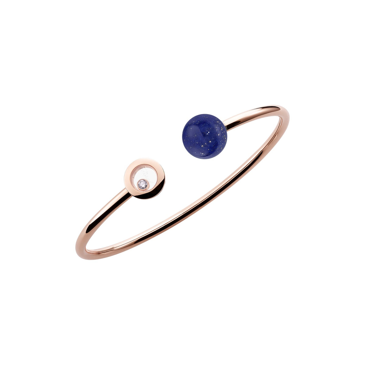 Chopard Happy Diamonds bangle in 18k ethical rose gold with diamonds and lapis lazuli