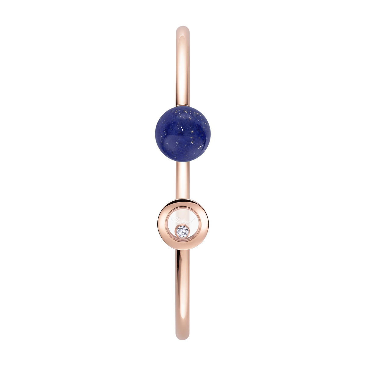 Chopard Happy Diamonds bangle in 18k ethical rose gold with diamonds and lapis lazuli view 2