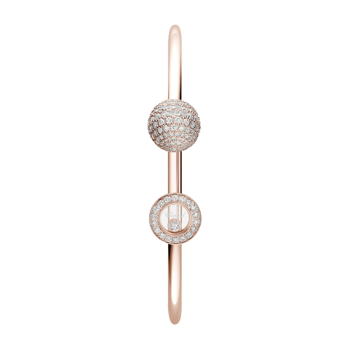 Chopard Happy Diamonds bangle in 18k ethical rose gold with diamonds view 2