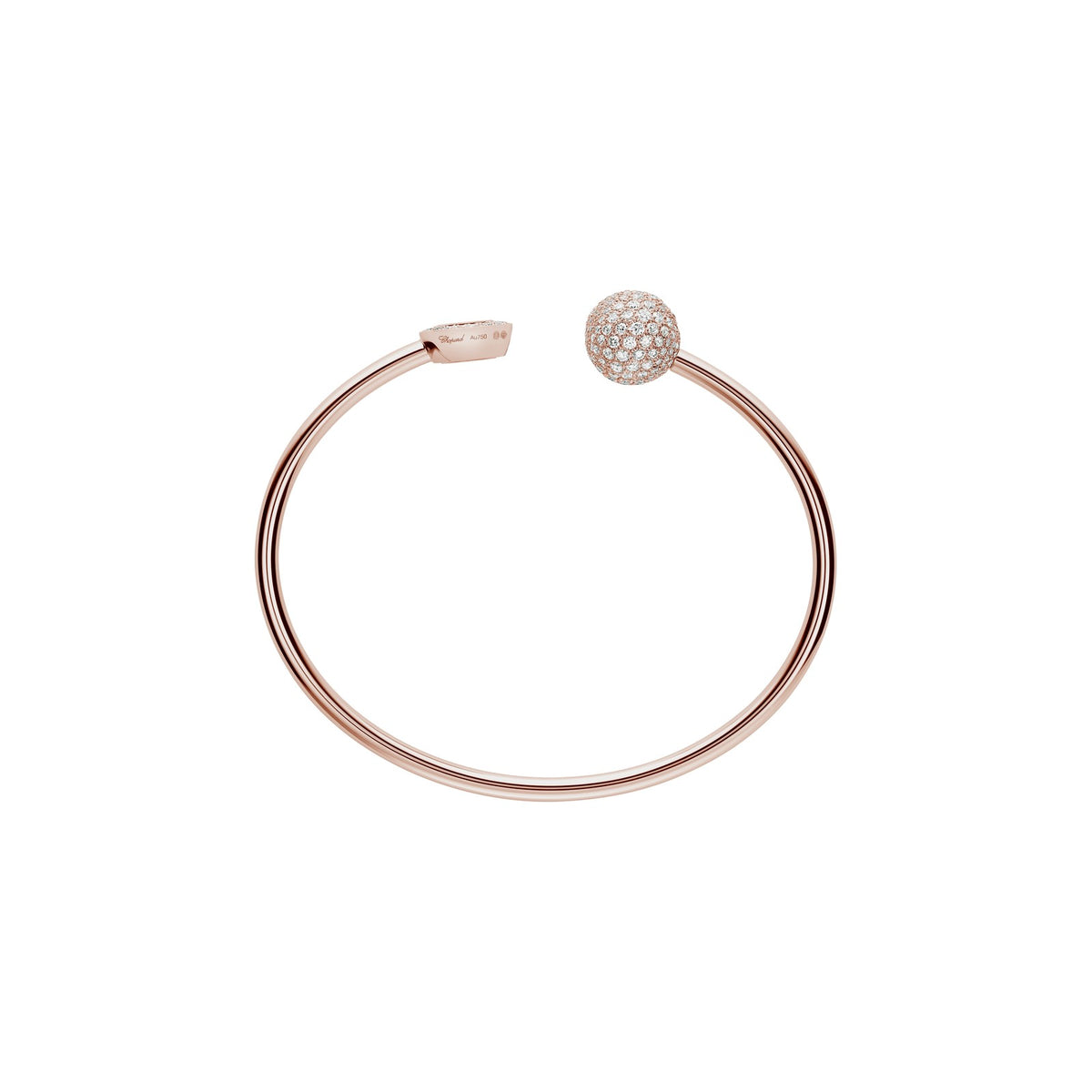 Chopard Happy Diamonds bangle in 18k ethical rose gold with diamonds view 3