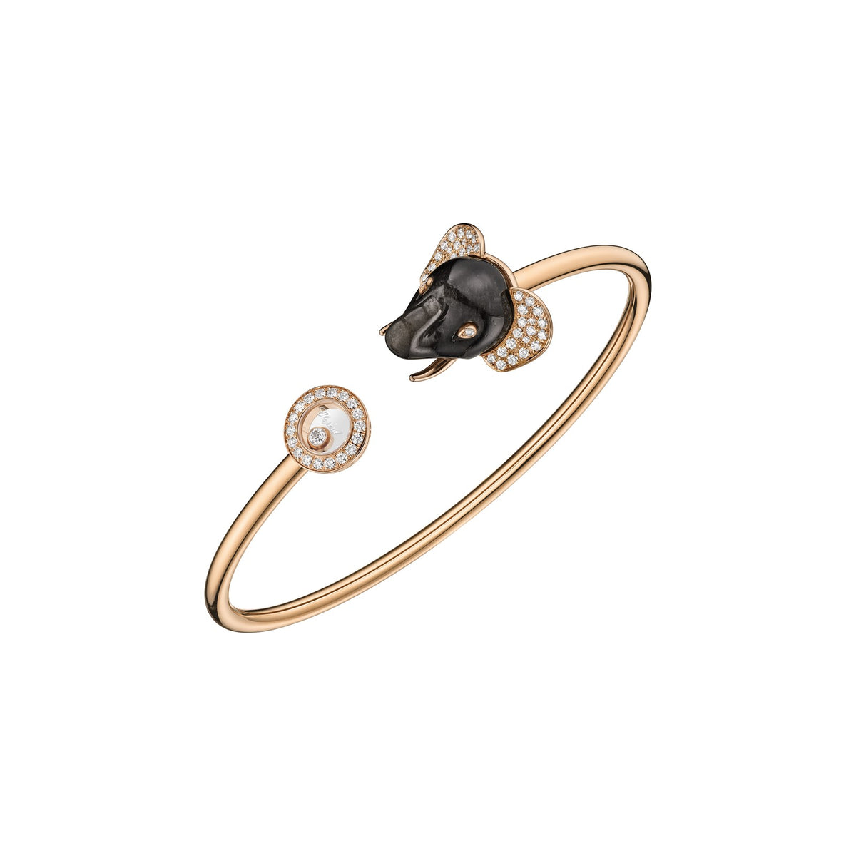 Chopard Happy Diamonds bangle in 18k ethical rose gold with diamonds