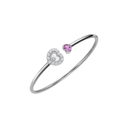 Chopard Happy Diamonds bangle in 18k ethical white gold with diamonds and sapphires