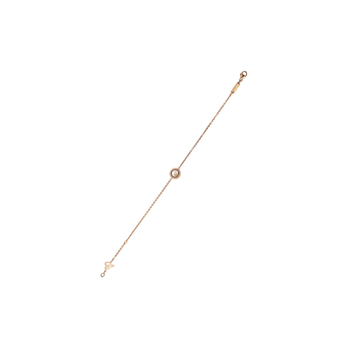 Chopard Happy Diamonds bracelet in 18k ethical rose gold with moving diamonds view 3