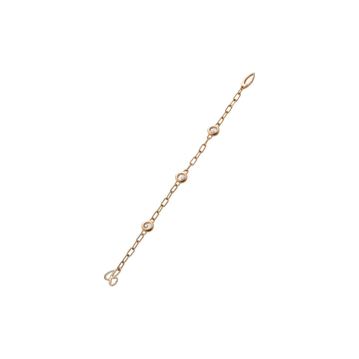 Chopard Happy Diamonds bracelet in 18k ethical rose gold with moving diamonds view 2