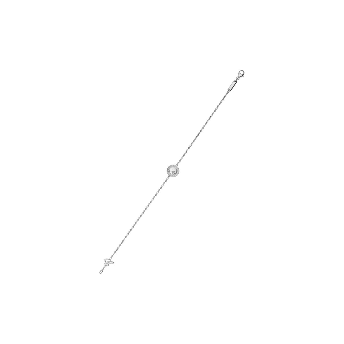 Chopard Happy Diamonds bracelet in 18k ethical white gold with moving diamonds view 2