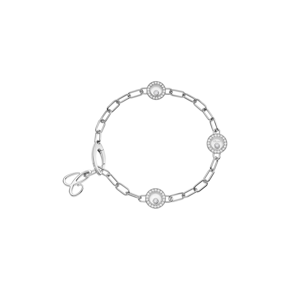 Chopard Happy Diamonds bracelet in 18k ethical white gold with moving diamonds