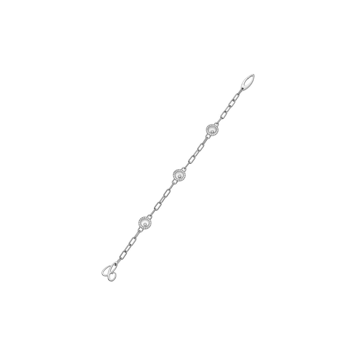 Chopard Happy Diamonds bracelet in 18k ethical white gold with moving diamonds view 2