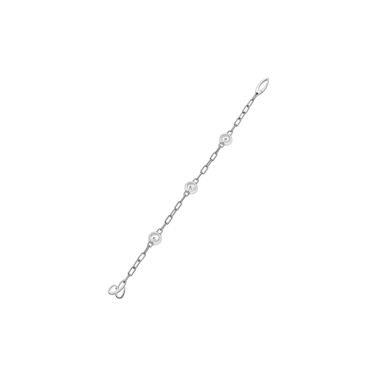 Chopard Happy Diamonds bracelet in 18k ethical white gold with moving diamonds view 3