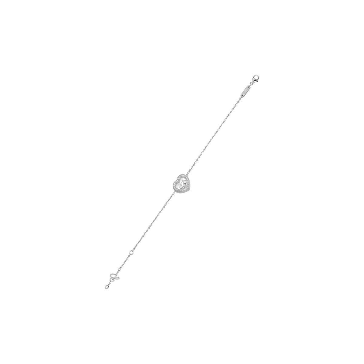 Chopard Happy Diamonds bracelet in 18k ethical white gold with moving diamonds view 2