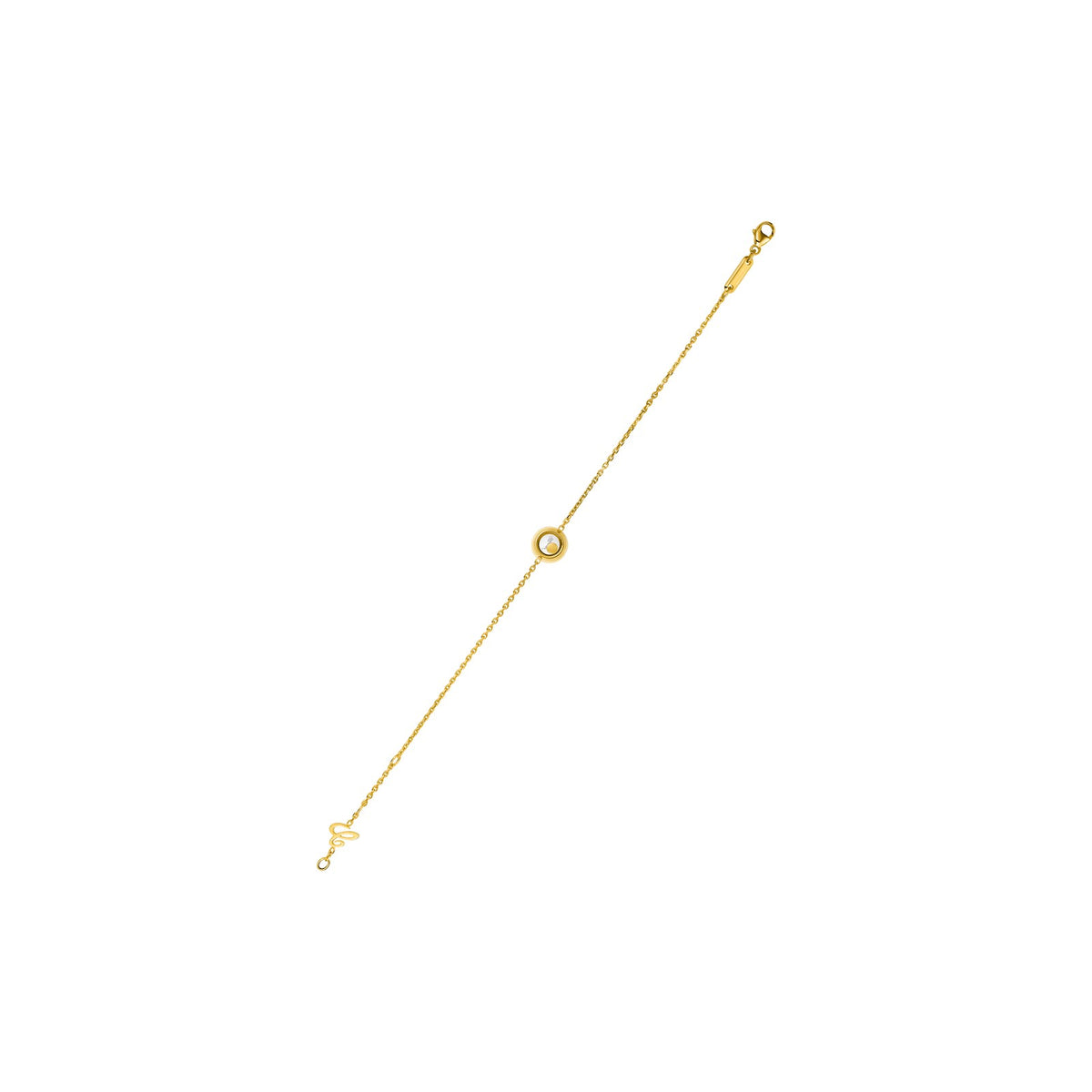 Chopard Happy Diamonds bracelet in 18k ethical yellow gold with moving diamonds view 3
