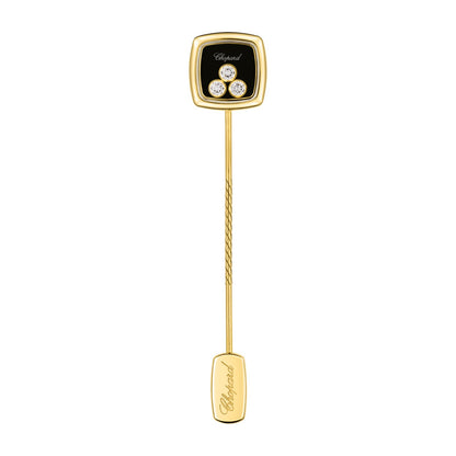 Chopard Happy Diamonds brooch in 18k ethical yellow gold with onyx