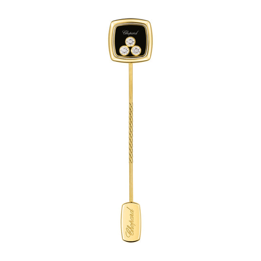 Chopard Happy Diamonds brooch in 18k ethical yellow gold with onyx