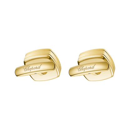 Chopard Happy Diamonds cufflinks in 18k ethical yellow gold with onyx view 2