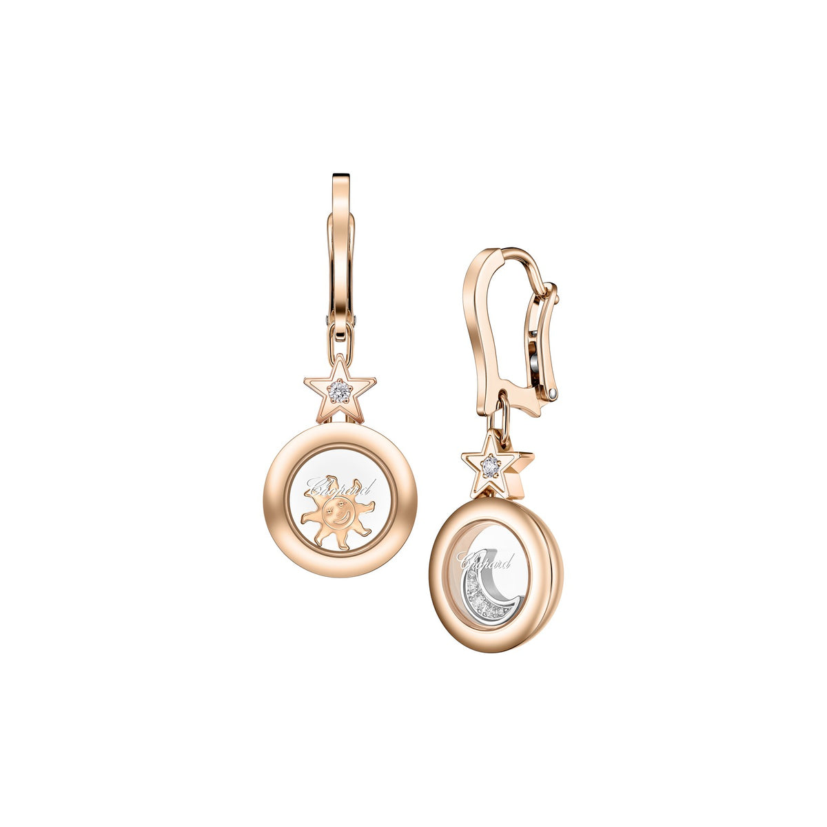 Chopard Happy Diamonds earrings in 18k ethical rose gold with moving diamonds