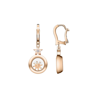 Chopard Happy Diamonds earrings in 18k ethical rose gold with moving diamonds view 2
