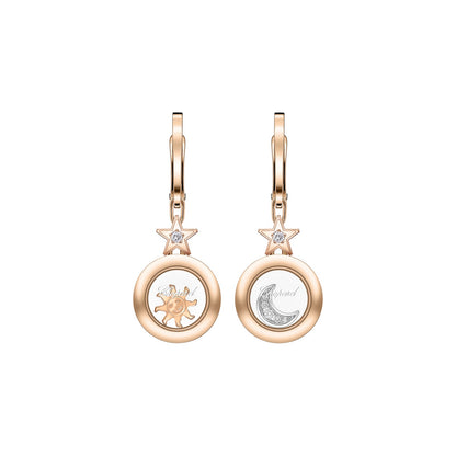 Chopard Happy Diamonds earrings in 18k ethical rose gold with moving diamonds view 3