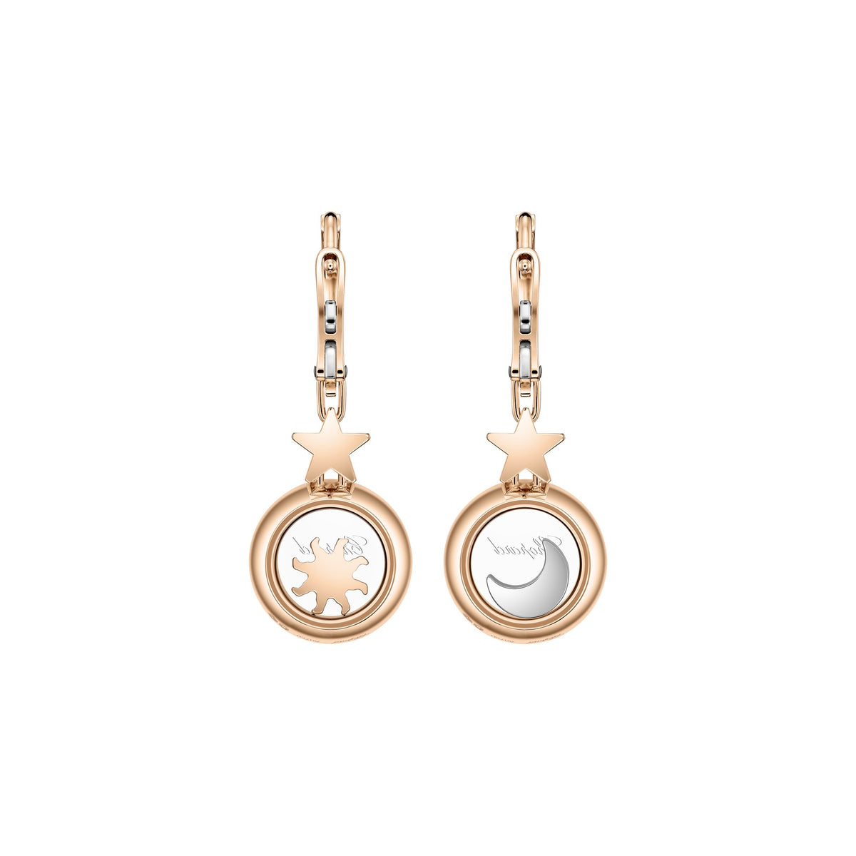 Chopard Happy Diamonds earrings in 18k ethical rose gold with moving diamonds view 4